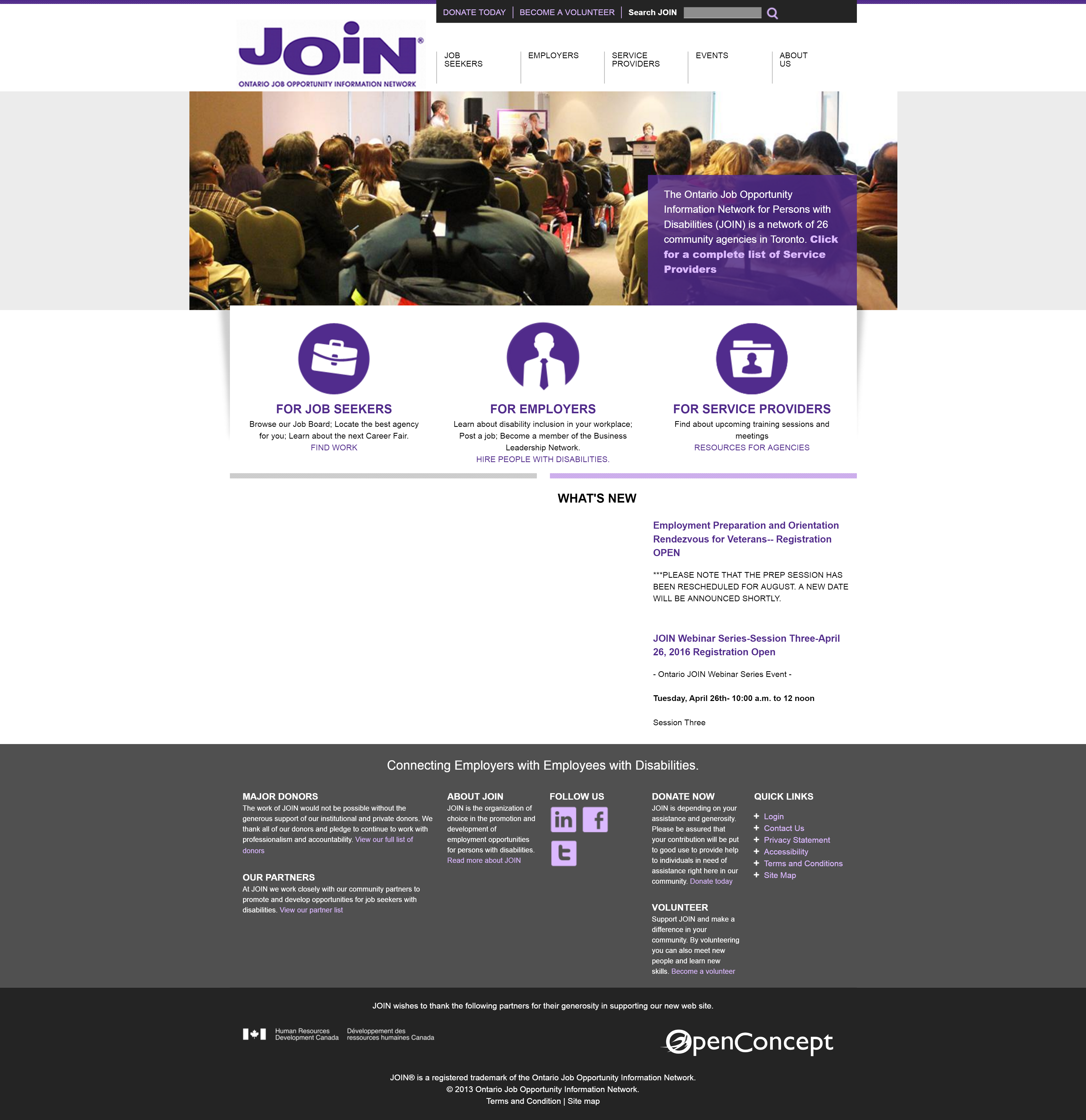 Screenshot of JOIN's website homepage