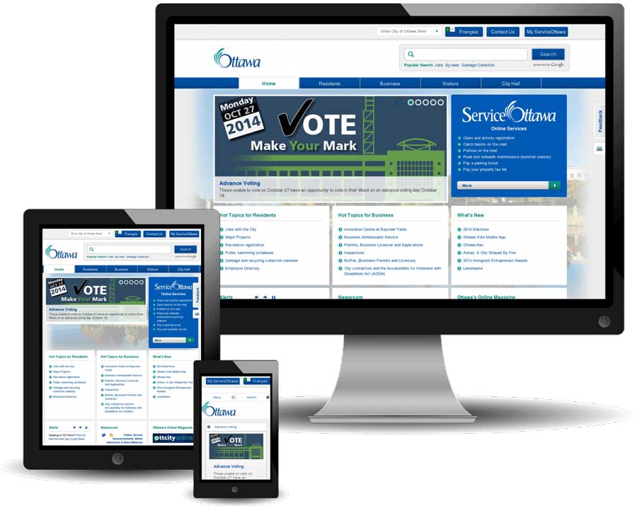 City of Ottawa website displayed on different devices