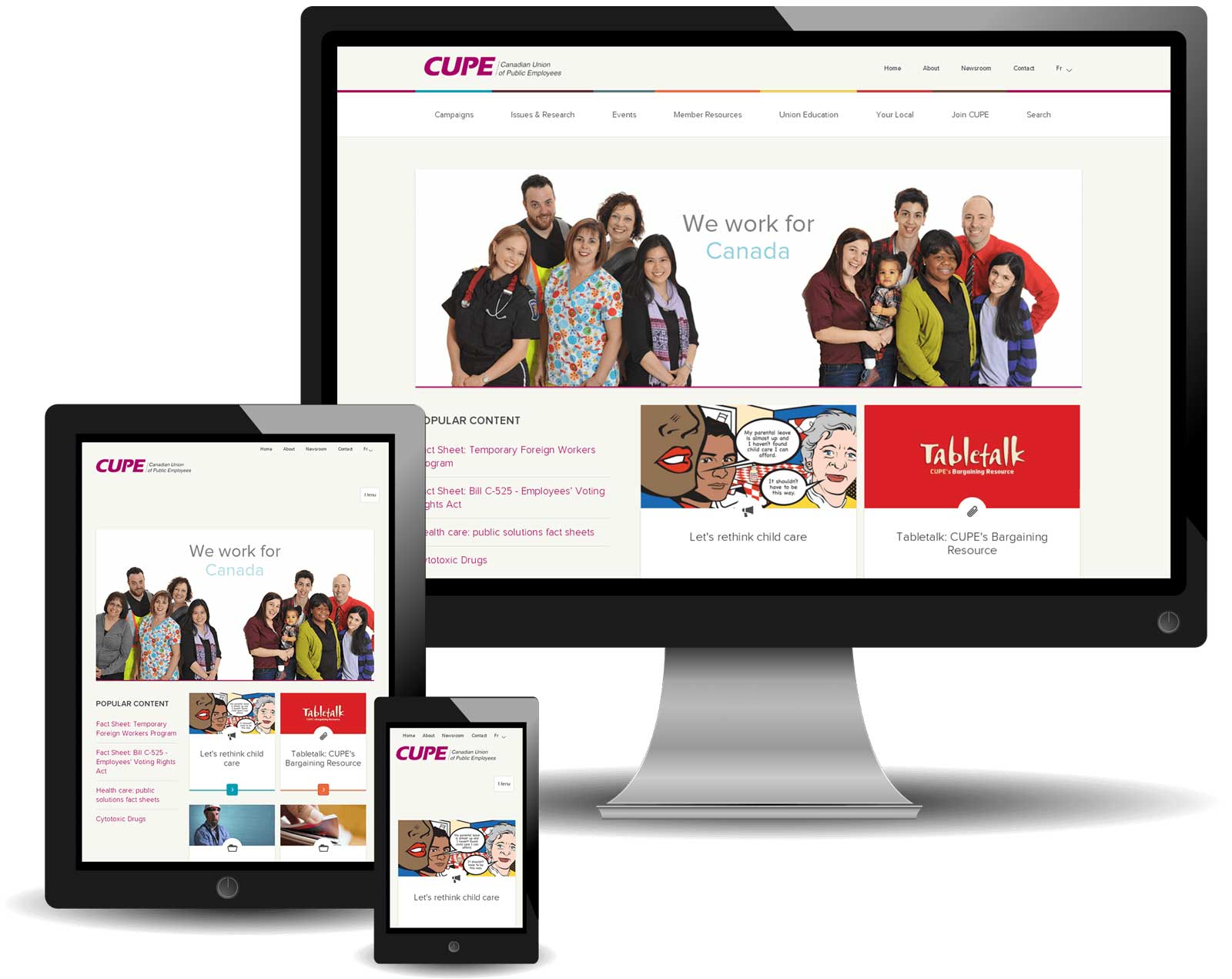 Responsive screenshots for CUPE National