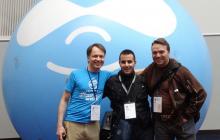 Photo with John, Vincenzo & myself in front of the DrupalIcon