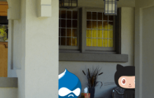 Drupal Guy &amp; Octocat sitting in Frank Lloyd Wright Porch