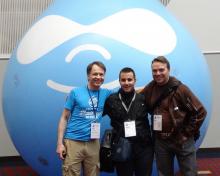 Photo with John, Vincenzo & myself in front of the DrupalIcon