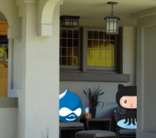 Drupal Guy &amp; Octocat sitting in Frank Lloyd Wright Porch