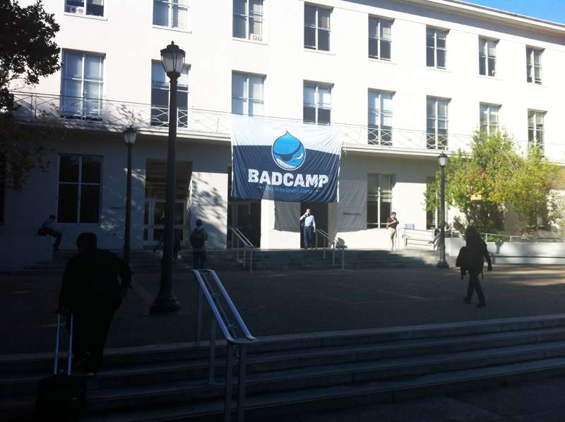 BADCamp Banner hanging on building at UC Berkeley