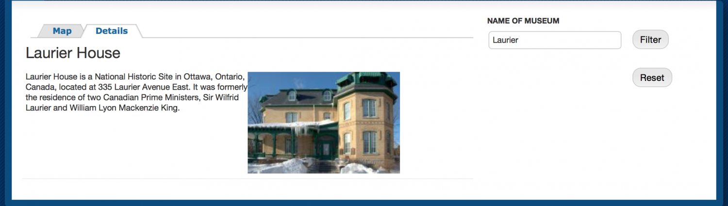 Screenshot of the Laurier House description page
